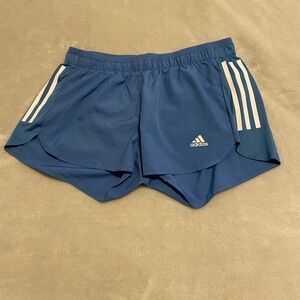 Adidas Blue Athletic Shorts with Classic Stripes